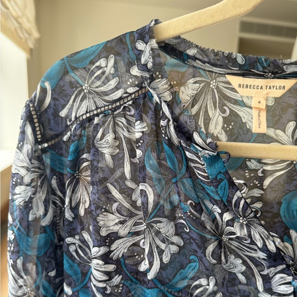 Rebecca Taylor Floral Blue Blouse - Picture 3 of 6